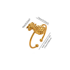 Pineapple 304 Stainless Steel Cuff Open Rings, Golden, Pineapple, Inner Diameter: 15~20mm