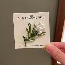 Зеленый Нагрудные значки в форме цветка из сплава с гальваническим покрытием и имитацией жемчуга для рюкзака и одежды., зелёные, 56x37 мм