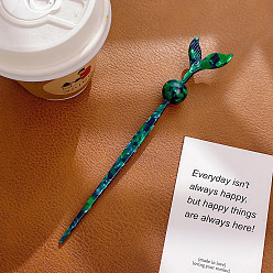 Зеленый Палочки для волос в форме рыбьего хвоста из ацетата целлюлозы, винтажные аксессуары для волос для женщин и девочек, зелёные, 190x33x4 мм