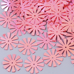 Светло-Коралловый Аксессуары для орнаментов, пластиковые пайетки / блестки из пвх, AB цвет, цветок, свет коралловый, 16x0.2 мм, Отверстие : 1 мм , около 10000 шт / 500 г