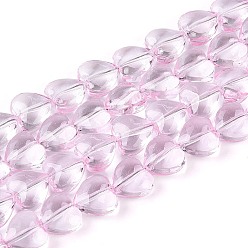 Бледно-Розовый Краска для выпечки, прозрачные стеклянные бусины, нити, сердце, розовый жемчуг, 8x8x5 мм, отверстие : 0.5~0.9 мм, около 80~81 шт / нитка, 23.62~24.41 дюйм (60~62 см)