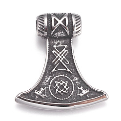 Античное Серебро 304 подвески из нержавеющей стали, топор, античное серебро, 36x33x8.5 мм, отверстие : 4.5 мм