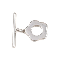 Платина Латуни Переключить застежками, без кадмия и без свинца, долговечный, цветок, платина, 4~14.5x12.5~20.5x1.5~2 мм, отверстие : 1 мм