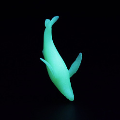 White Whale Shaped Plastic Decorations, Luminous/Glow in the Dark, for DIY Silicone Molds, White, 33x17x11mm, Box: 40x34.5x18.5mm