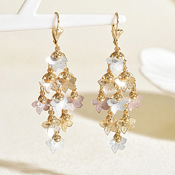 Цветок Латунные полые серьги-кольца, реальный 18 k позолоченный, цветок, 70 мм