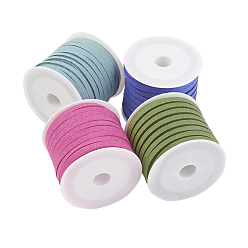 (52) Непрозрачная лаванда Шнуры из искусственной замши, искусственная замшевая кружева, разноцветные, 4x1.5 мм, около 5.46 ярдов (5 м) / рулон, 4 рулонов / набор