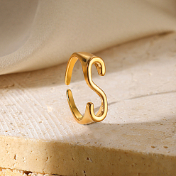 Letter S Регулируемые открытые манжеты из сплава, реальный 18 k позолоченный, Письмо с, внутренний диаметр: регулируемый