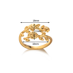 Цветок Латунные манжеты с открытыми кольцами, золотые, цветок, 18 мм