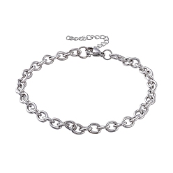 Stainless Steel Color 304 Stianless Steel Cable Chain Bracelet Making, with Extension Chain and Lobster Claw Clasps, Stainless Steel Color, 9-7/8 inch(25cm)