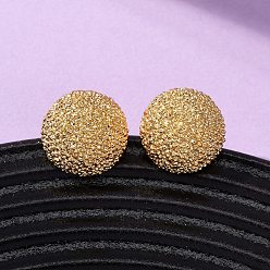 Плоский Круглый Серьги-гвоздики с текстурированной латунью, без никеля , реальный 18 k позолоченный, плоско-круглые, 14 мм