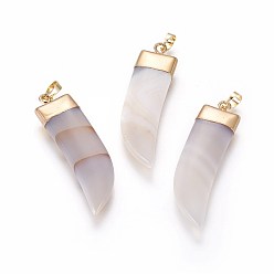 Natural Agate Natural Agate Big Pendants, with Brass Findings, Scabbard, Golden, 56.5~57.5x16.5~17x6.5mm, Hole: 5.5x7.5mm