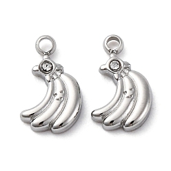 Нержавеющая Сталь Цвет 304 из нержавеющей стали горный хрусталь подвески, банан, цвет нержавеющей стали, 9.5x5.5x1.5 мм, отверстие : 1 мм