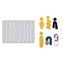 Белый Силиконовые формы для подвески своими руками неправильной формы, формы для литья смолы, для уф-смолы, изготовление ювелирных изделий из эпоксидной смолы, белые, 127x180x4.5 мм, отверстие : 2 мм, внутренний диаметр: 17~57x17~28 мм