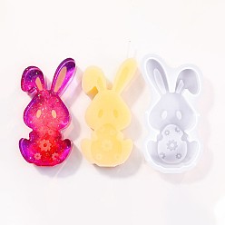 Кролик Пасхальные силиконовые формы, формы для свечей, формы для литья гипсовой смолы, белые, кролик, 132x70x24 мм