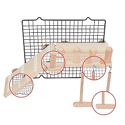 Antique White Bird Parrot Hamster Toys, Wooden Crawling Swing Ladder Platform Springboard, for Bird Small Animals, Antique White, 23.8x10x1.55cm, 3pcs/set