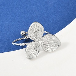 Нержавеющая Сталь Цвет 304 из нержавеющей стали манжеты кольца, клевер, цвет нержавеющей стали, 19x17 мм, внутренний диаметр: 19 мм