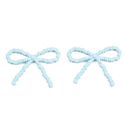 Sky Blue Spray Painted Alloy Pendants, Bowknot Charms, Cadmium Free & Nickel Free & Lead Free, Sky Blue, 29x38x4mm, Hole: 13x6mm