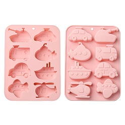 Pink 2Pcs Transportation Vehicles Silicone Molds, Pink, 18.9x13.8x2.1cm