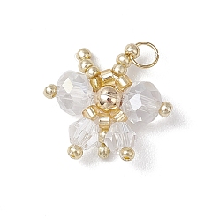 Прозрачный Подвески-бабочки из стеклянного бисера, с 304 открытыми соединительными кольцами из нержавеющей стали и стеклянными бусинами, прозрачные, 17x16.5x6 мм, отверстие : 2.5 мм