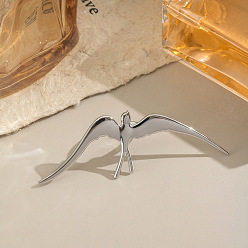 Нержавеющая Сталь Цвет 304 Открытое кольцо-манжета из нержавеющей стали в форме ласточки для женщин, цвет нержавеющей стали, 18 мм