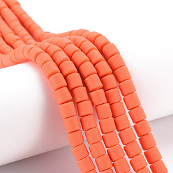 Темно-Оранжевый Нити из полимерных глин, колонка, темно-оранжевый, 5~7x6 мм, отверстие : 1.5~2 мм, около 61~69 шт / нитка, 15.74 дюйм