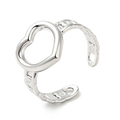 Нержавеющая Сталь Цвет Не тускнеет 304 открытое кольцо-манжета в форме сердца из нержавеющей стали для женщин, цвет нержавеющей стали, размер США 8 1/4 (18.3 мм)