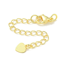 Золотой Латунный удлинитель цепи, с карабин-лобстерами , долговечный, без кадмия и без свинца, сердце, золотые, 75 мм