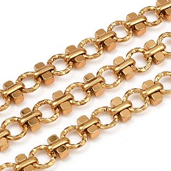 Золотой 304 цепи со спиральными звеньями из нержавеющей стали, ионное покрытие (ip), несварные, золотые, 7.5~8.5x7~8.5x1.5~4.2 мм