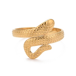 Golden Ion Plating(IP) 304 Stainless Steel Snake Open Cuff Ring for Women, Golden, US Size 7 1/2(17.7mm)