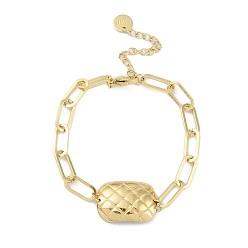 Настоящее золото 18K 304 браслеты с прямоугольными звеньями из нержавеющей стали и цепочкой для скрепок для женщин, реальный 18 k позолоченный, 7-3/8 дюйм (18.8 см)
