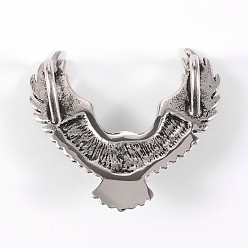 Antique Silver 316 Surgical Stainless Steel Pendants, Eagle/Hawk Charm, Antique Silver, 43x46x11mm, Hole: 10x6mm
