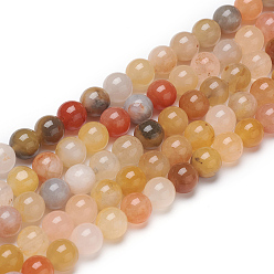 Golden Silk Jade Нити натуральных золотых шелковых нефритовых бусин, круглые, 10 мм, отверстие : 1 мм, около 37 шт / нитка, 15.04 дюйм (38.2 см)