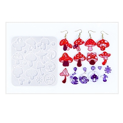 Белый Пасхальные формы для подвесок своими руками, силиконовые формы для литья, для уф-смолы, изготовление изделий из эпоксидной смолы, гриб, белые, 129x119x5 мм, отверстие : 1.5~2 мм