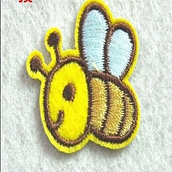Yellow Computerized Embroidery Cloth Iron on/Sew on Patches, Costume Accessories, Appliques, Bees, Yellow, 36.5x33.5x1.5mm