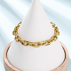 Золотой 304 браслеты-цепочки из прямоугольных звеньев нержавеющей стали для женщин, золотые, 6.57 дюйм (16.7 см)