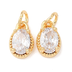 Настоящее золото 18K Латунные микро проложить кубического циркония подвески, овальные амулеты, с целью перехода в кольце, стойки покрытие, долговечный, реальный 18 k позолоченный, 10.5x6.5x4.5 мм, отверстие : 3 мм