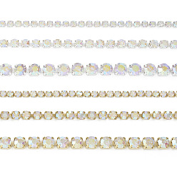 Платиновый & Золотой 6 стильные цепочки из латуни со стразами и стразами, хрустальные стразы чашки, платиной и золотом, 2~4x2~4 мм