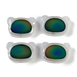 Белый Двухцветные стеклянные бусины для настроения, чувствительные к температуре бусины, меняющие цвет, медведь, белые, 10x14.5x5 мм, отверстие : 1.2 мм