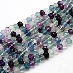 Fluorine Fluorite naturel chapelets de perles, facette, rondelle, couleur mixte, 5.5~6x4mm, Trou: 1mm