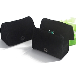 Черный Вельветовые коробки для хранения колец, портативный дорожный футляр для колец, серьги-гвоздики, форма сумки, чёрные, 6x3x4 см