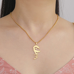 Золотой 201 ожерелья с подвеской из нержавеющей стали в виде феникса, золотые, 17.72 дюйм (45 см)