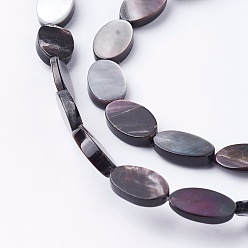 Black Lip Shell Natural Black Lip Shell Beads Strands, Oval, 10~10.5x6~6.5x1.8~3mm, Hole: 0.5mm, about 39pcs/strand, 15.94 inch(40.5cm)