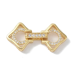 Настоящее золото 18K Реечное покрытие латунь микро паве прозрачный кубический цирконий складные застежки, без кадмия и без свинца, долговечный, реальный 18 k позолоченный, 29 мм, застежка : 19x13x4.5 mm
