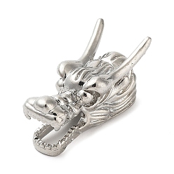 Платина Латунная бусина с покрытием стойки, без кадмия и без свинца, долговечный, бусины с большим отверстием, голова дракона, платина, 26x10x11 мм, отверстие : 5 мм