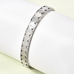 Нержавеющая Сталь Цвет 201 женские браслеты с открытыми манжетами из нержавеющей стали, плоские круглые с святым Бенедиктом, цвет нержавеющей стали, внутренний диаметр: 2.56x1.97 дюйм (6.5x5 см)