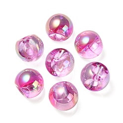 Фуксин УФ-покрытие радужными переливающимися акриловыми бусинами, круглые бусины судзумару, фуксиново-красные, 16.5x16.5 мм, отверстие : 3.5 мм