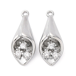 Платинированный Подвески латунные горный хрусталь, без кадмия, без никеля и без свинца, букет подвесок, Реальная платина, 20x8x6.5 мм, отверстие : 1.2 мм