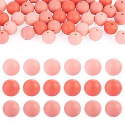 Roja 45 piezas 3 colores perlas focales redondas de silicona, rojo, 15 mm, agujero: 2 mm, 15 piezas / color
