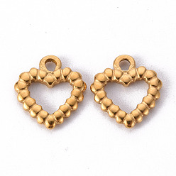 Золотой 304 прелести нержавеющей стали, полый, сердце, золотые, 15x13.5x2 мм, отверстие : 1.8 мм