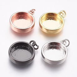 (52) Непрозрачная лаванда Сеттинги для кулона (кабошонов), латунь , чашки безель с краями, плоские круглые прелести, разноцветные, лоток : 10 мм, 14x11.5x3 мм, отверстие : 2 мм